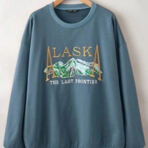 SHEIN Alaska Teal Grey Comfy Crew Neck Long Sleeve Sweater